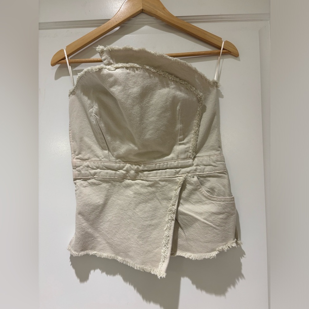 Zara Frayed Asymmetrical Bustier